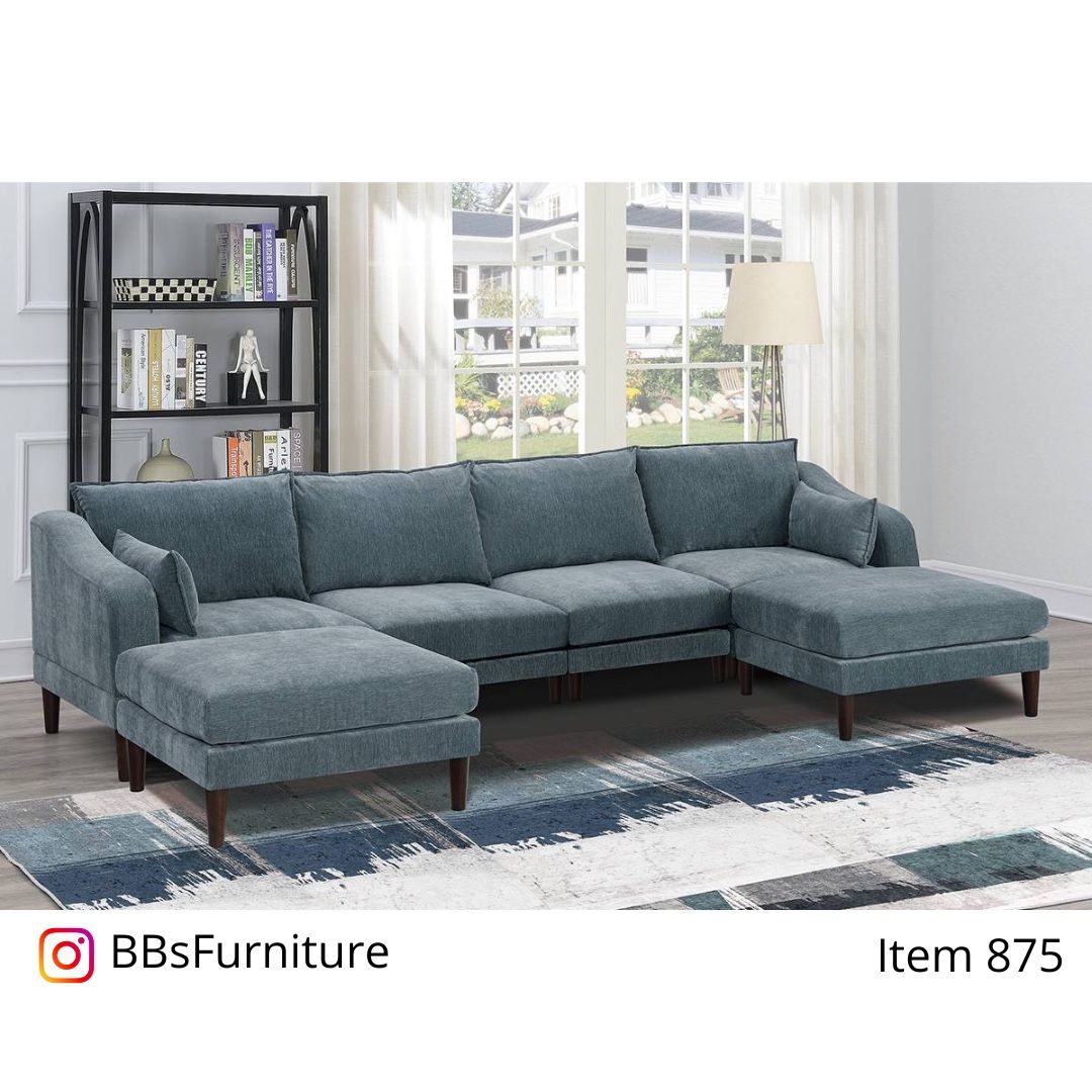 Gray Sectional Sofa With Ottoman (Free Delivery)