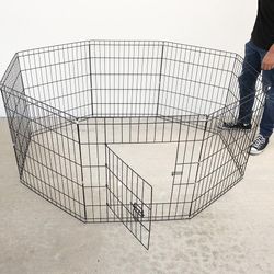 New In Box $39 Dog Playpen 8-Panel, Each Panel 24” Tall X 24” Wide Pet Exercise Fence Crate Kennel Gate 