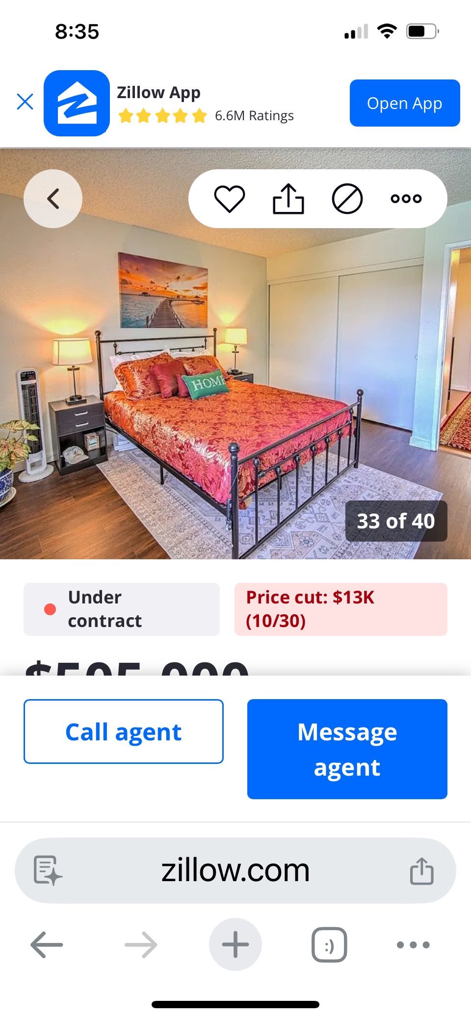 Bed with Mattress and End tables with Lamps 