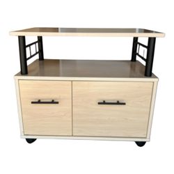 Rolling Wood TV Stand / Media Cart With Storage Cabinet