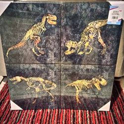 Dinosaur 4 Pc Canvas Pictures 