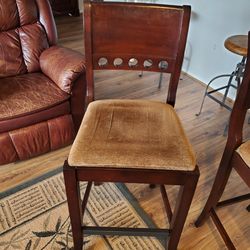 2 Heavy Wood Barstools / Counter Chairs