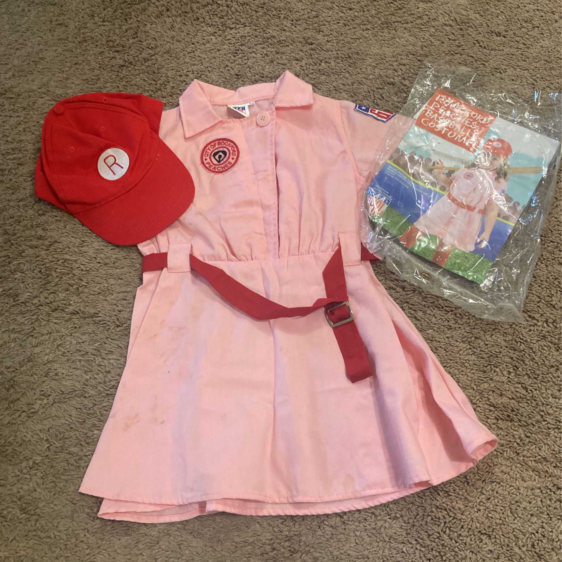 Rockford Peaches Baseball Costume Size 3-4 (toddlers) for Sale in