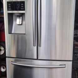 WORKING 💪 36" X 68.5" Samsung Stainless Steel French 3 Door Refrigerator Freezer Twin Cooling Kitchen Clean & Ready House Apartment  Garage Rental