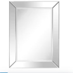 Wall Mirror 36 X 24 Inch Beveled Framless Wood Back Like New HORIZONTAL&Vertical 