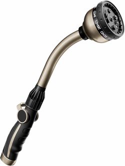 RESTMO Watering Wand Heavy Duty, Metal Garden Hose Wand with 10 Spray Patterns, 15-Inch Long Hose No