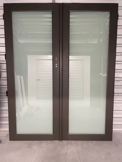 Modern Frosted Glass Double Door (Commercial/Office Entry Door)