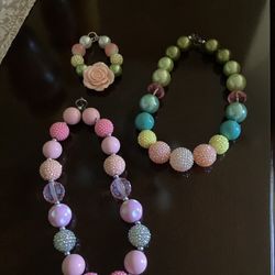 Little Girl Beaded Necklaces And Bracelet 