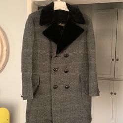 Men’s Double Breasted Fur Collar Coat For Xmas