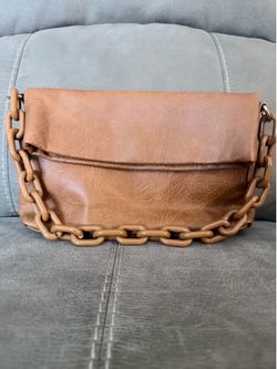 Ah-forme brown chain strap clutch