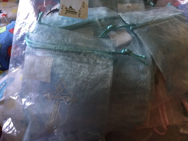 36 pack sealed baptism/christening drawstring mini favor bags