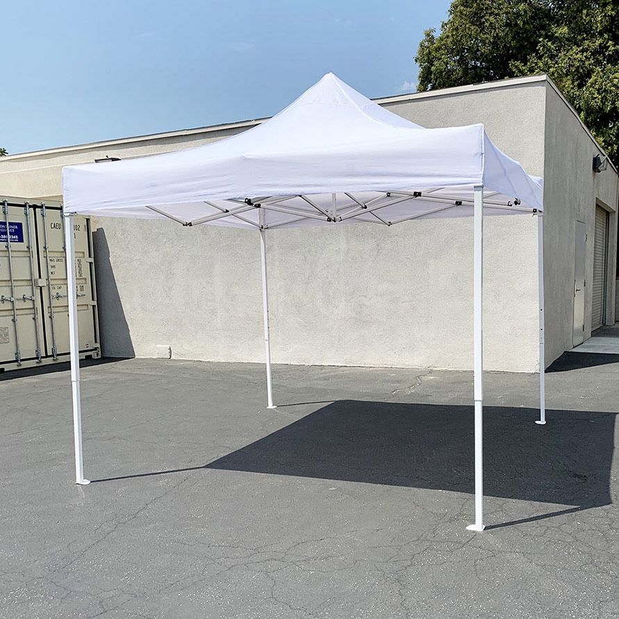 $110 (Brand New) Heavy-duty 10x10 ft outdoor ez pop up canopy party tent instant shades w/ carry bag (white/blue)