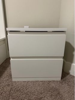 IKEA White Nighstand with 2 Drawers
