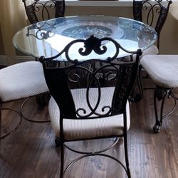 Glass Dining Table with Five Chairs