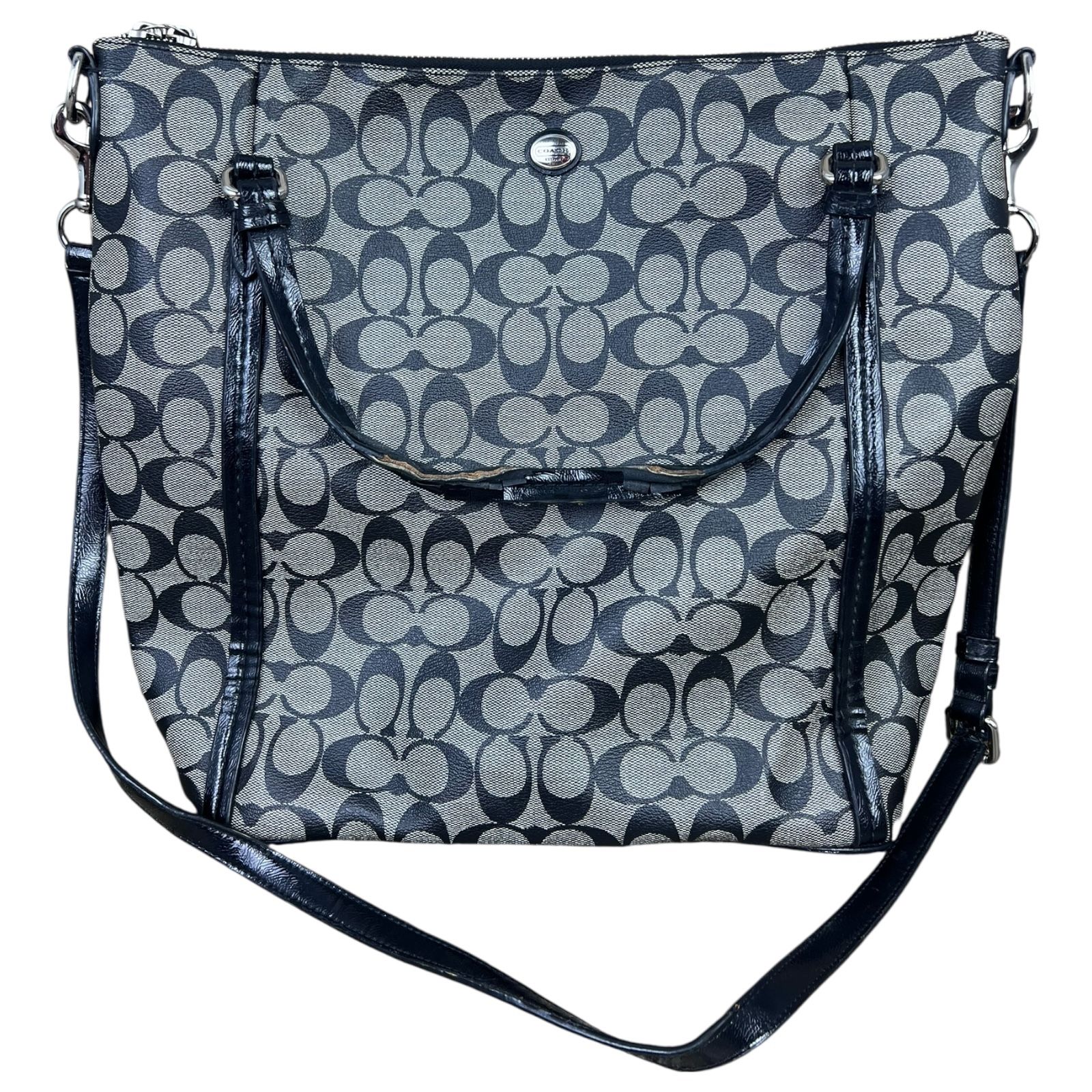 Coach Peyton F24601 Large Tote, Black/Grey, Classic Style Shoulder Bag (Read!)