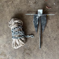 Boat Anchor With Rope And Chain