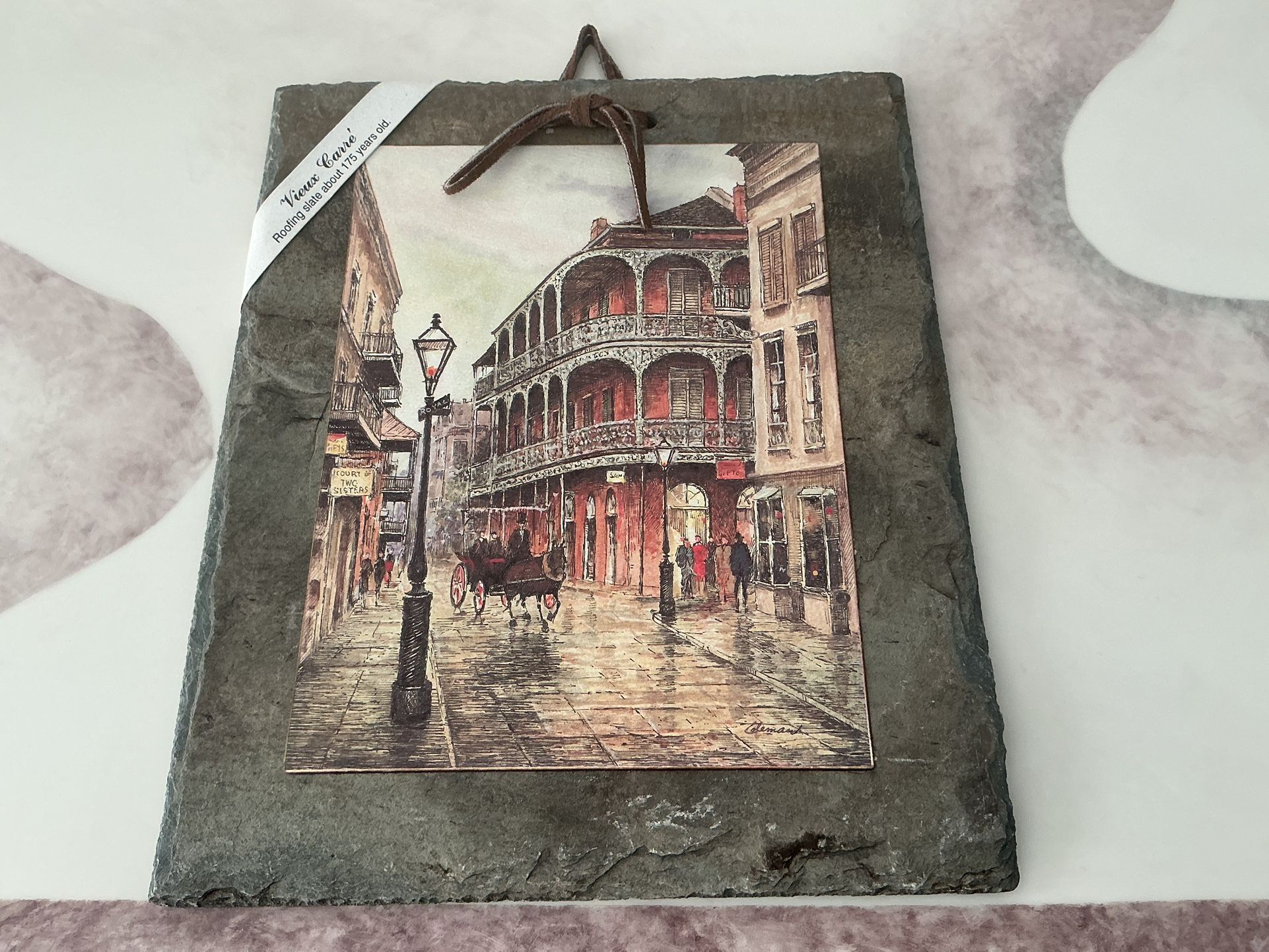 Vintage print of New Orleans on 175 year old slate roofing tile