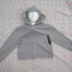 Art Class Girls Fleece Boxy Cropped Raw Edge Hoodie Heather Gray Size XL 14 / 16