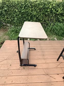 Adjustable Rolling Desk / Computer Table with Shelf