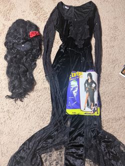 Elvira Mistress of the Dark adult Halloween Costume dress and wig