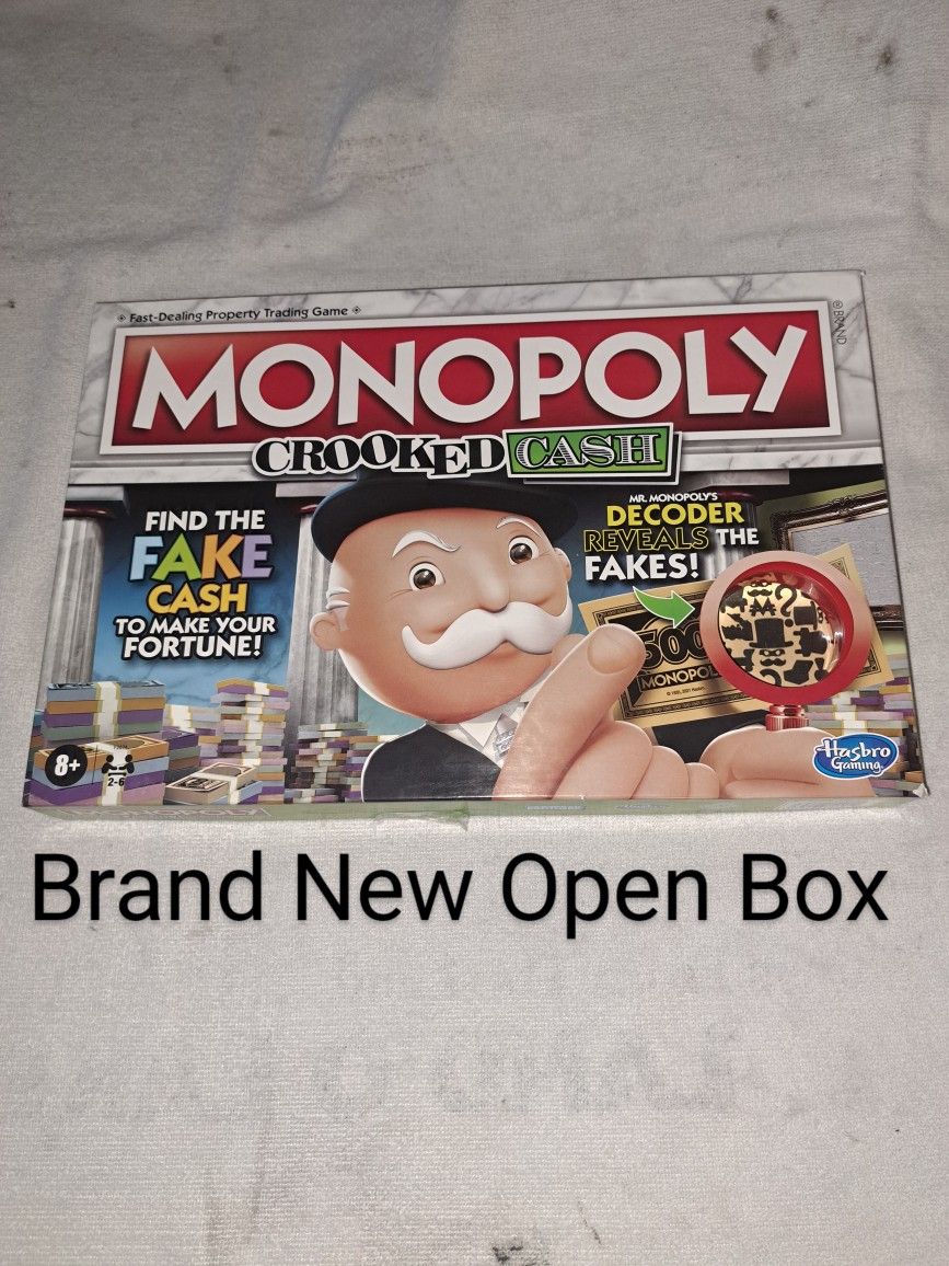 Brand New Open Box Monopoly Crooked Cash Edition Board Game (All The Pieces Are Still Factory Sealed)