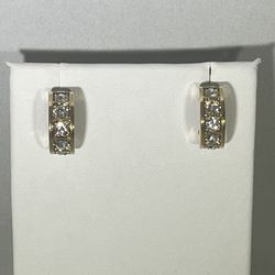 COACH Vintage Beveled Pave Clear Crystals Gold Tone C Hoop Earrings