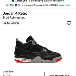 Jordan 4 Bred Reimagined Size 11.5