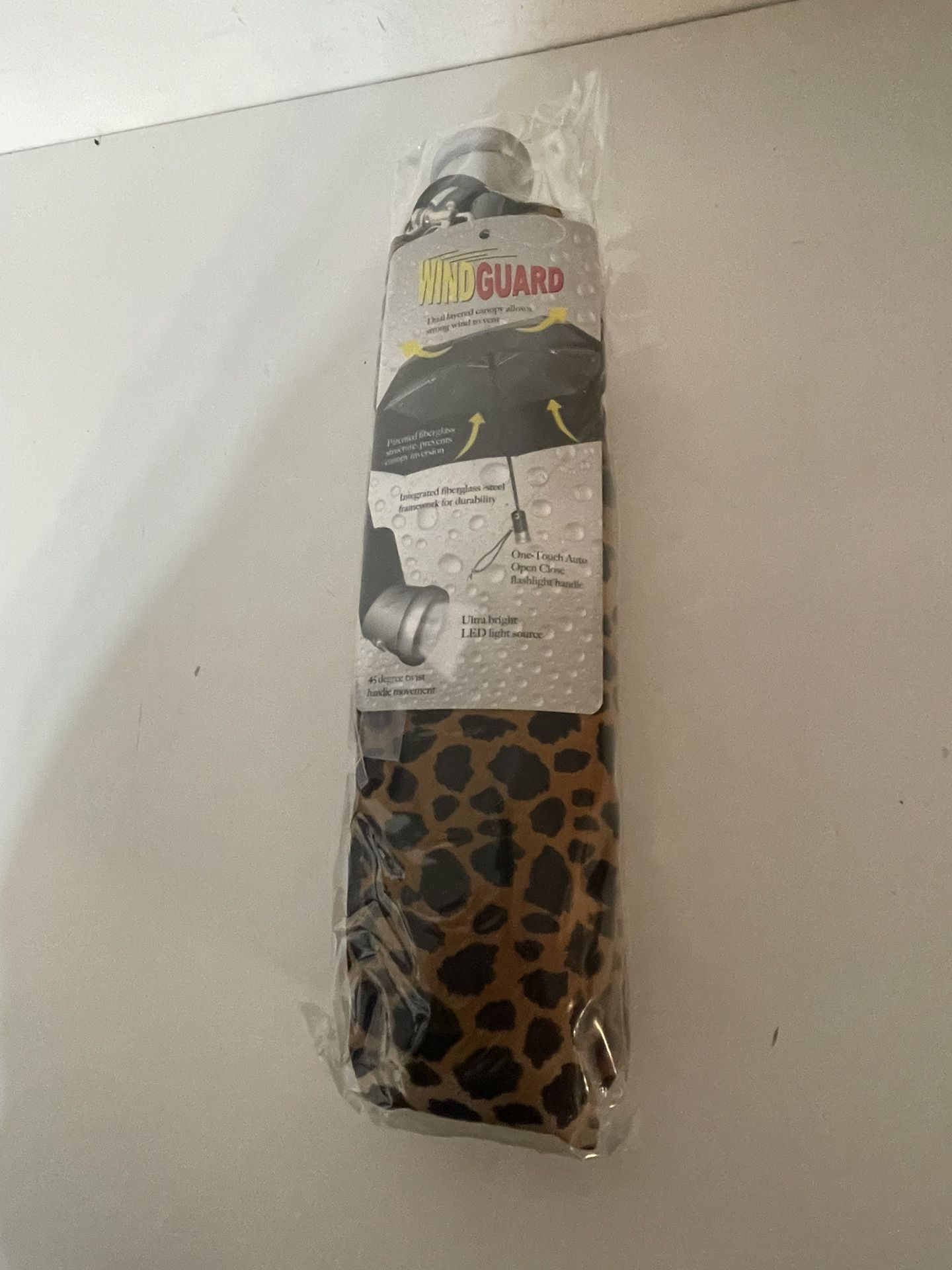 Never Used Cheetah Print Umbrella With Light