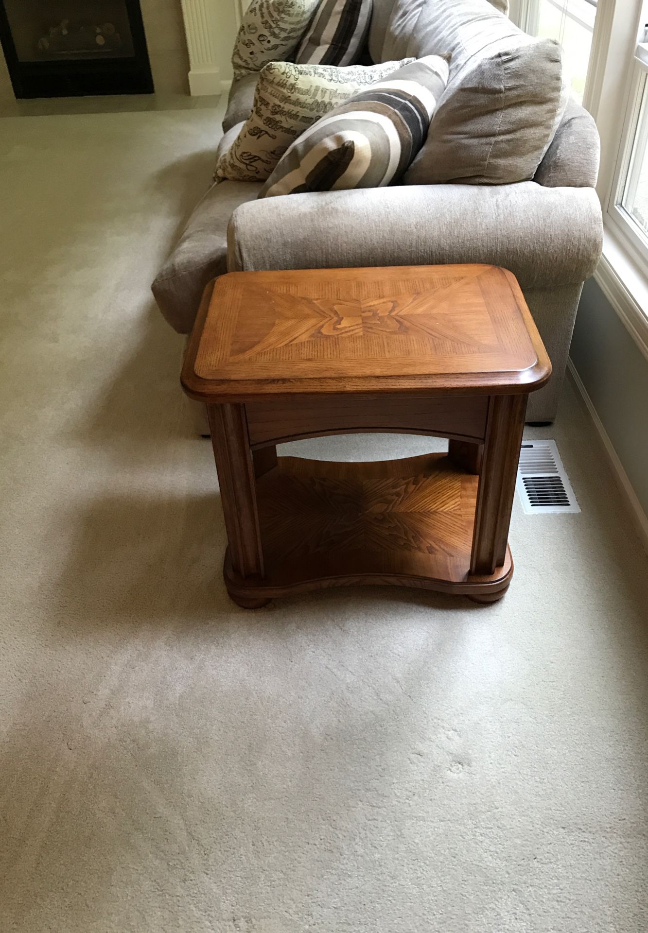 Two solid oak end tables. Both in excellent condition $25 for both