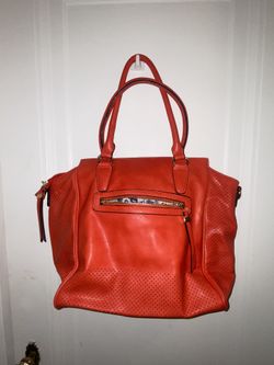 Moda Luxe Perforated Red Satchel Handbag With Removable Crossbody Strap