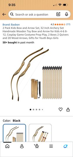 Wooden toy bow & arrow 2-pack