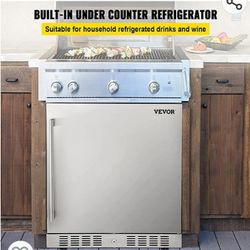 Stainless Steel Compact Refrigerator Mini Bar Beer Fridge for Home Bar Office OutdoorOutdoor Refrigerator, 24" Built-in Undercounter Refrigerator, 5.3