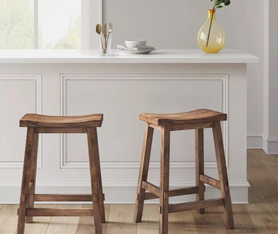 Set of 2 Wooden Counter Stools – Stylish & Sturdy Seating for Your Home