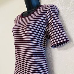 DIP, Burgundy & White Striped Dress, Size L
