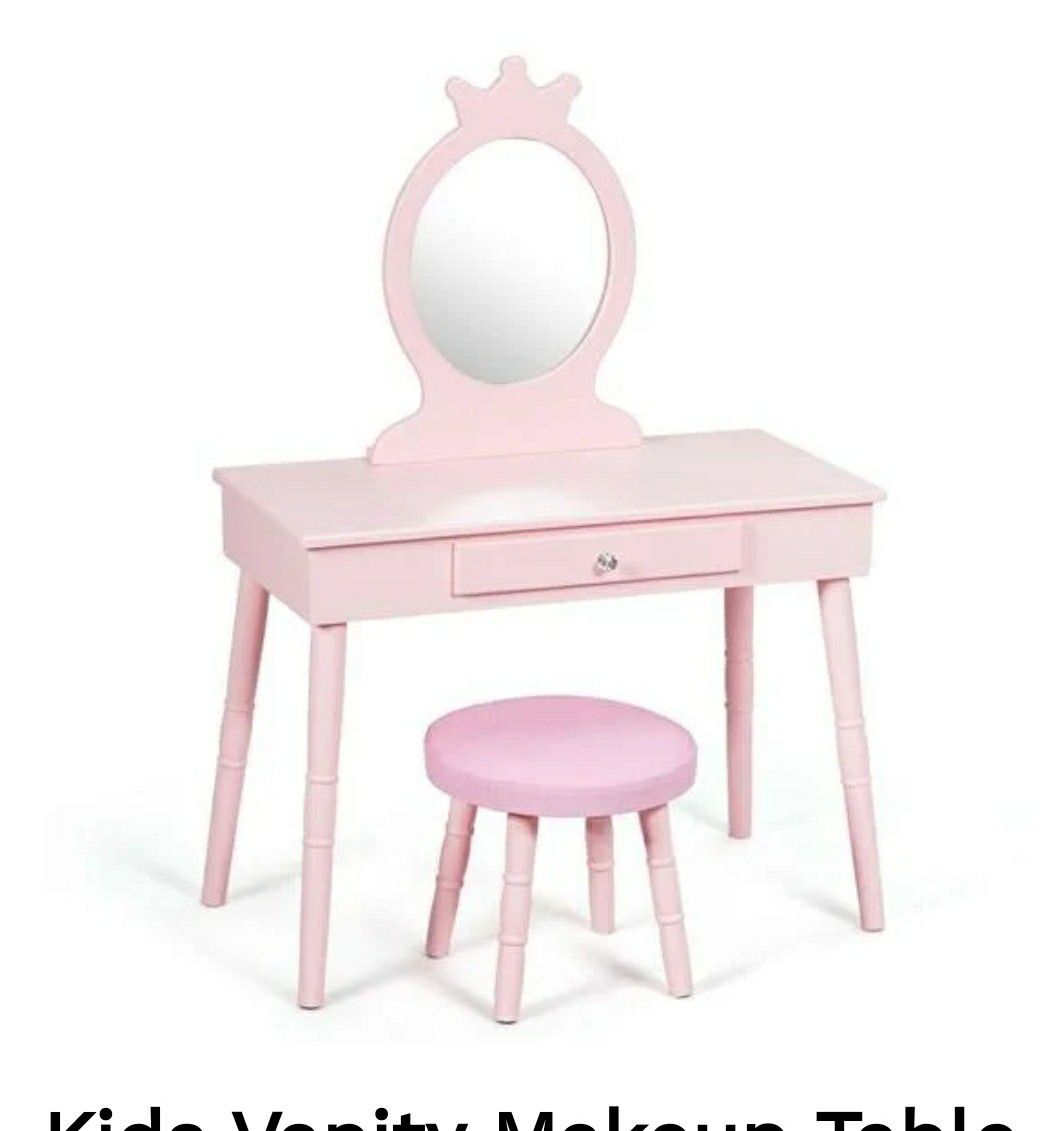 Kids Vanity Makeup Table & Chair Set Make Up pink retails 160 asking 100