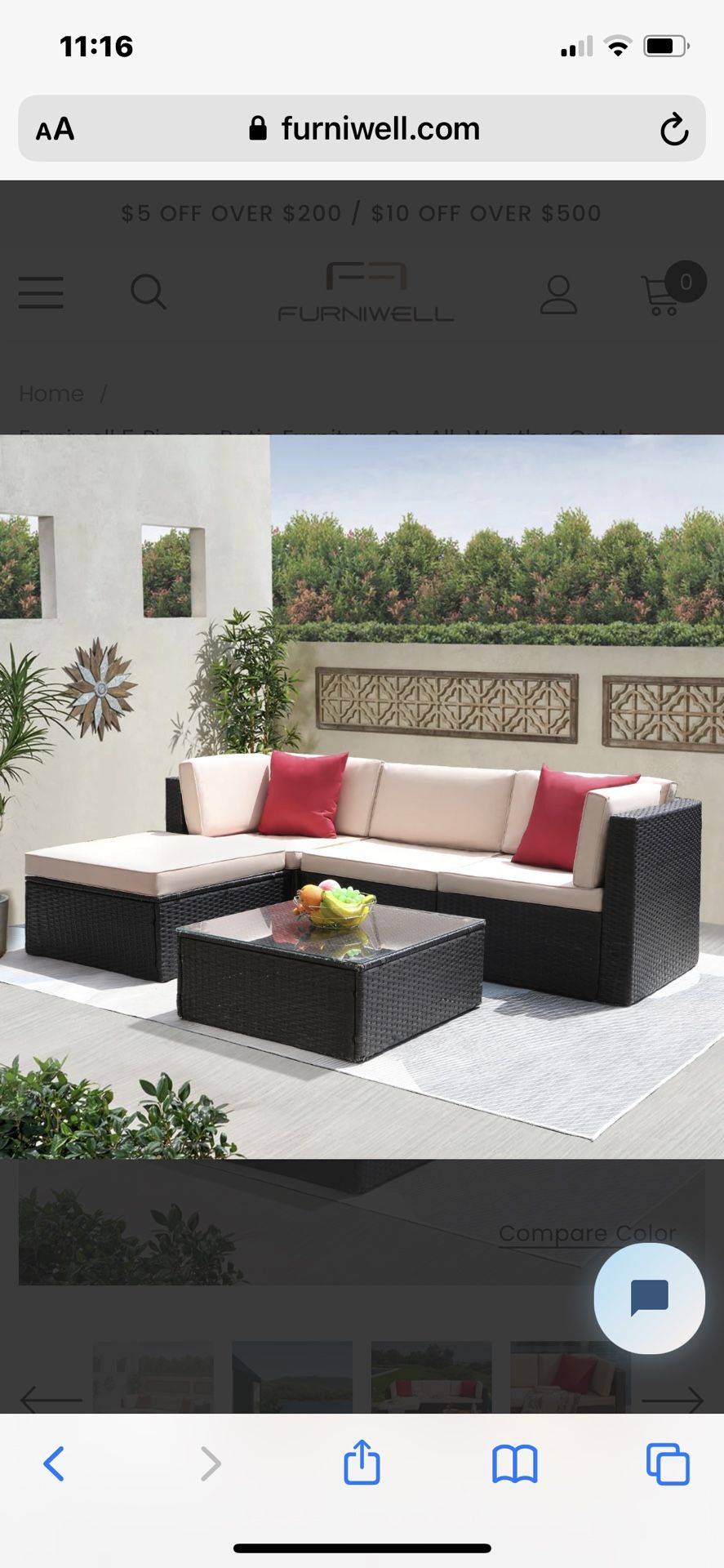 New 5 Pieces Patio Furniture Set Allweather Outdoor Sectional Couch