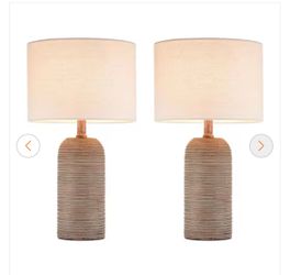 18.5 in. Light Brown Table Lamp Set and LED Bulbs Included (set of 2)