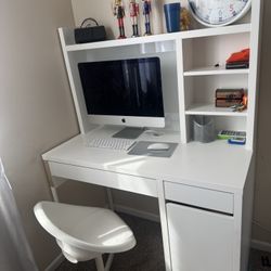 IKEA MICKE Desk with add-on unit high + chair in very good condition