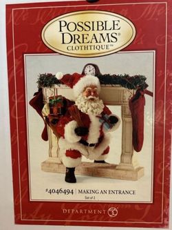 Possible Dreams Clothique "Making An Entrance" Santa And Fireplace Excellent Used Condition