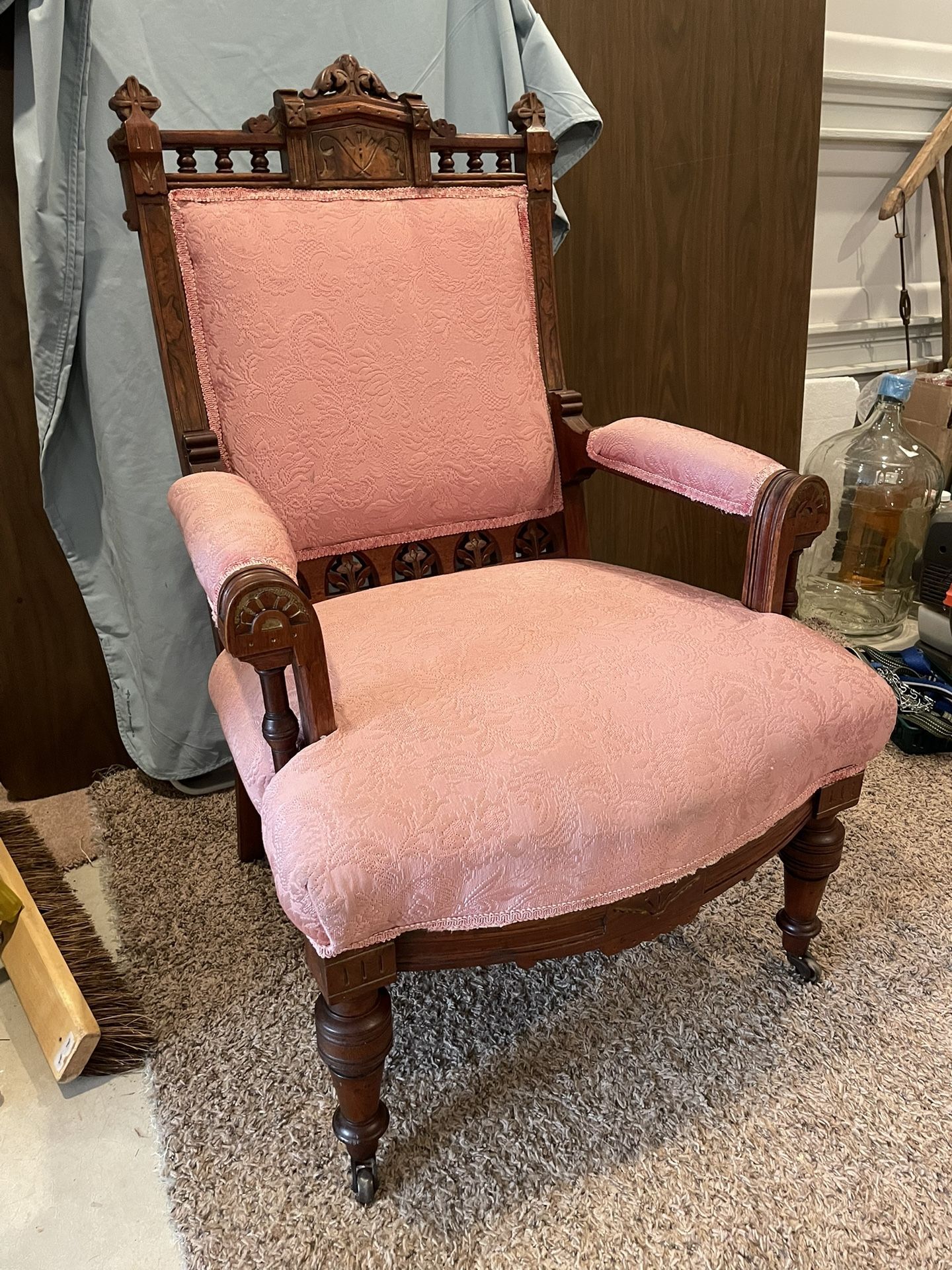 Antique Brocade Upholstered Chair