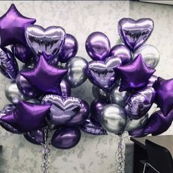 Purple Purple and silver bouquet