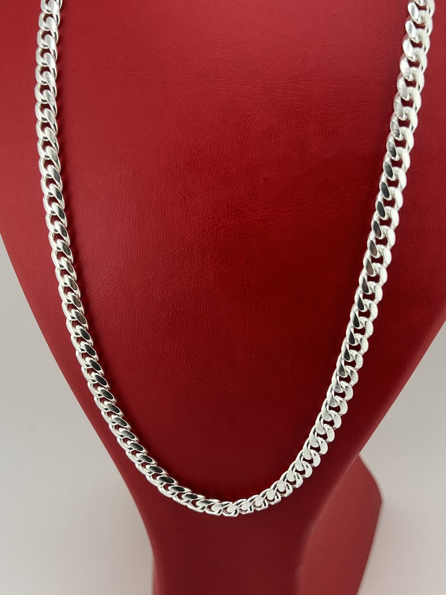 New925 sterling silver cuban link chain Necklace