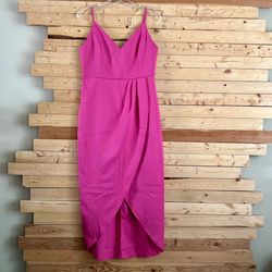 Women’s Vibrant fuchsia Pink Zip Closure  spaghetti Straps Cocktail Dress size M