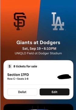 Los Angeles Dodgers vs San Francisco Giants - Sat