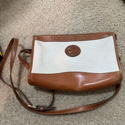 Vintage Dooney & Bourke AWL Bone White & British Tan Leather Pouch - Made in USA