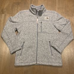 The North Face Full Zip Fleece Jacket Size Medium 10/12 Light Gray