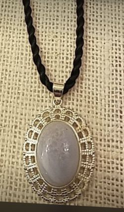 Blue lace Agate cabochon pendant