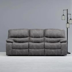 TRIPLE GRAY FABRIC POWER TRIPLE RECLINING SOFA 3 SETTER