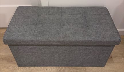 Grey Fabric Storage Ottoman Bench