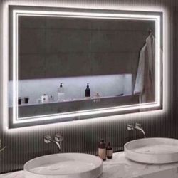 LED Mirror for Bathroom 72x36”with Front and Backlit, 3 Colors Dimmable Lighted Vanity Mirror for W